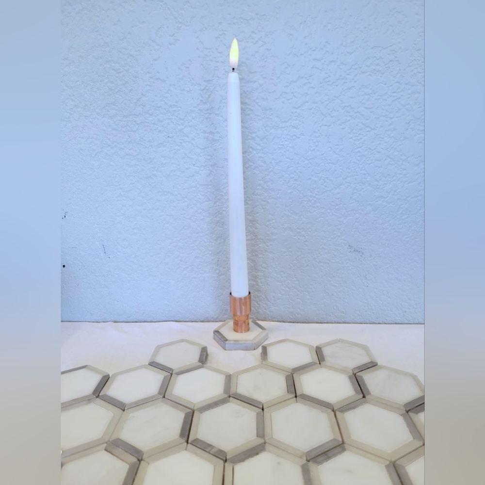 framed marble candlestick holders